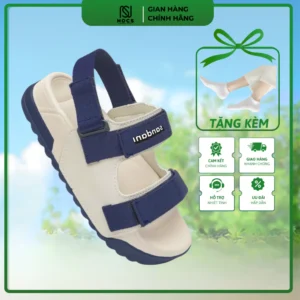 Sandal Nữ S1 2 Quai Ngang Màu Be Phối Xanh Dương Đậm – Nhẹ, Bền, Dễ Thương, Êm Ái – NOCS